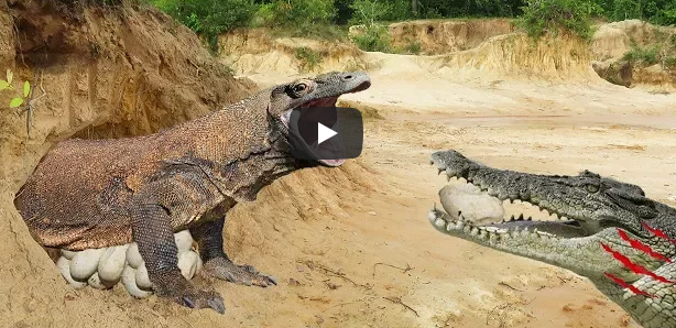 Crocodile Recorded Having a Fierce Fight With Komodo Dragon That Protected Their Eggs