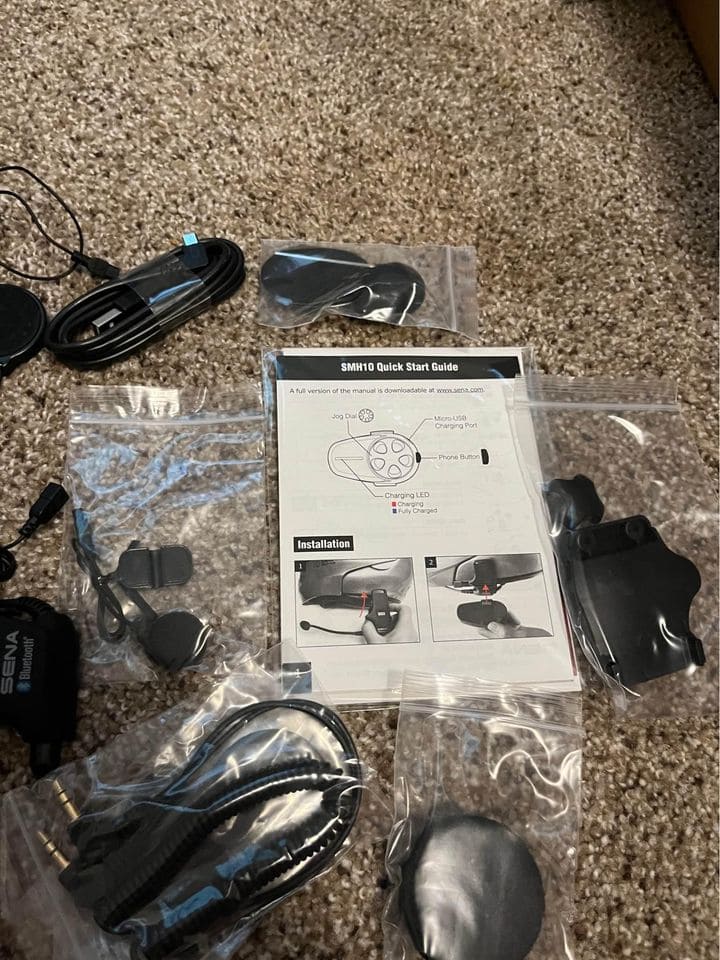 Sena SMH10 Bluetooth motorcycle headset unpacked