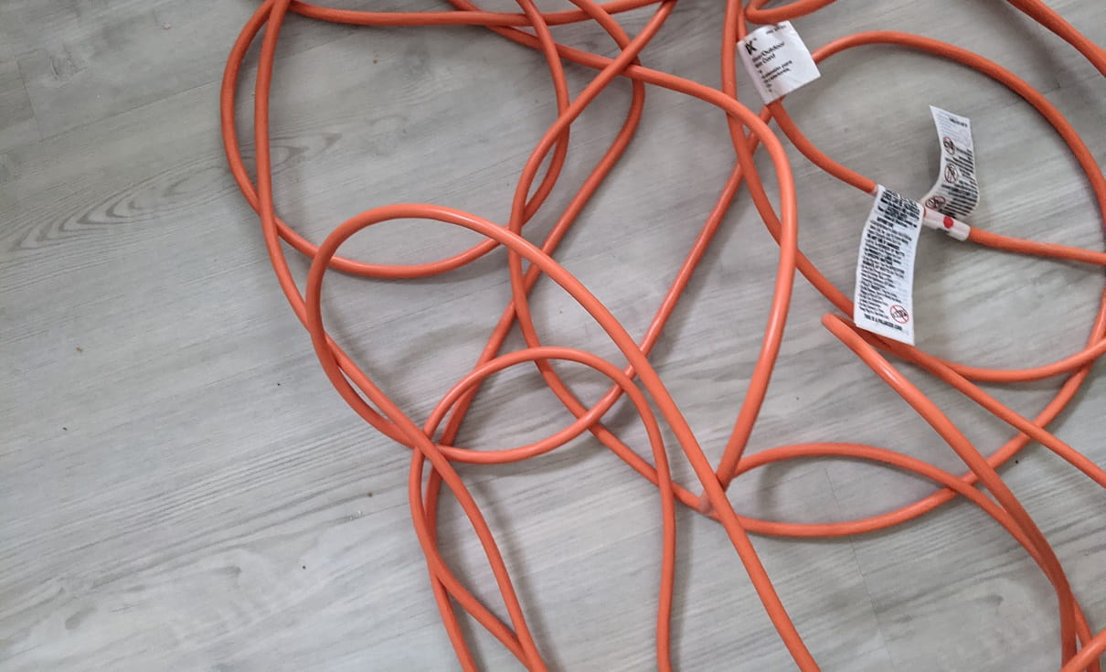 red cord on the floor